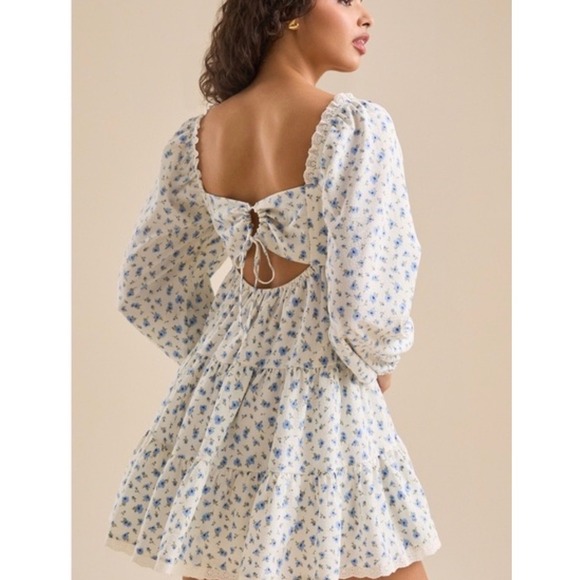 Altar'd State Joanna Sz Lg Floral Babydoll Mini Dress Romantic Cottagecore NWT - Picture 2 of 9